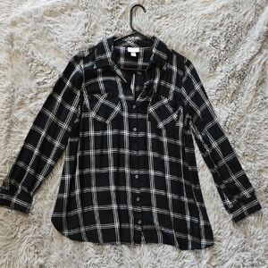 Isabel Maternity by Ingrid & Isabel Black and White Plaid Shirt